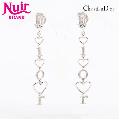 Christian Dior Logo Drop Rhinestone Earring Silver WS15322