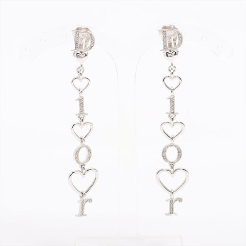 Christian Dior Logo Drop Rhinestone Earring Silver WS15322