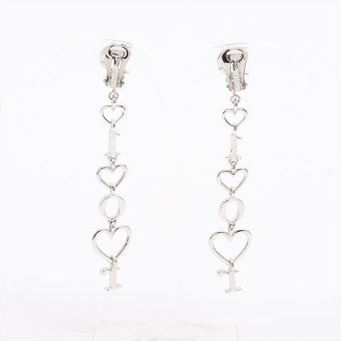 Christian Dior Logo Drop Rhinestone Earring Silver WS15322