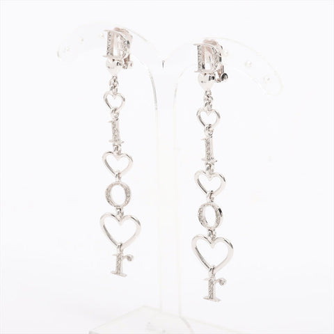 Christian Dior Logo Drop Rhinestone Earring Silver WS15322