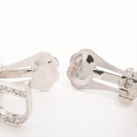 Christian Dior Logo Drop Rhinestone Earring Silver WS15322
