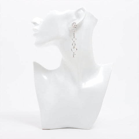 Christian Dior Logo Drop Rhinestone Earring Silver WS15322