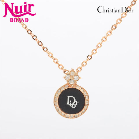 Christian Dior logo Necklace Black x Gold WS15328