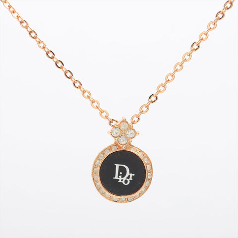 Christian Dior logo Necklace Black x Gold WS15328