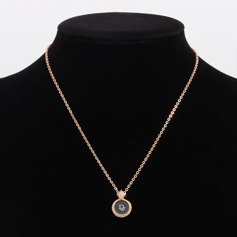 Christian Dior logo Necklace Black x Gold WS15328