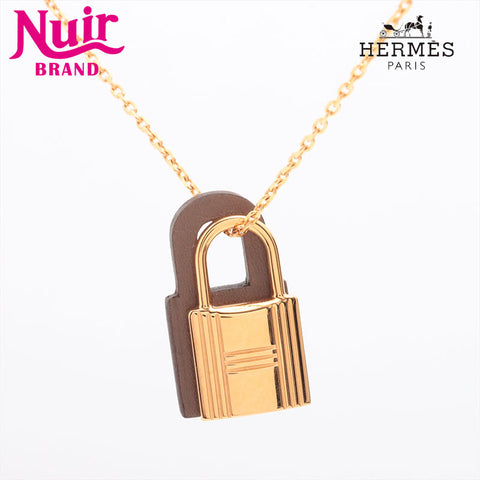 HERMES Cadena motif Necklace Gold x Brown WS15332