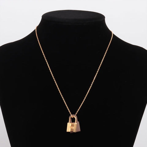 HERMES Cadena motif Necklace Gold x Brown WS15332
