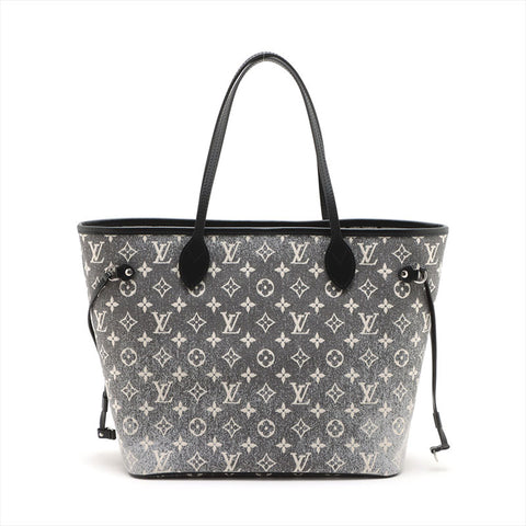 極美品 ルイ・ヴィトン LOUIS VUITTON モノグラム モノグラム ジャカード デニム ネヴァーフル MM トートバッグ グレー WS15334