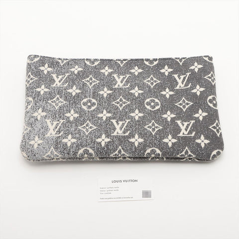 極美品 ルイ・ヴィトン LOUIS VUITTON モノグラム モノグラム ジャカード デニム ネヴァーフル MM トートバッグ グレー WS15334