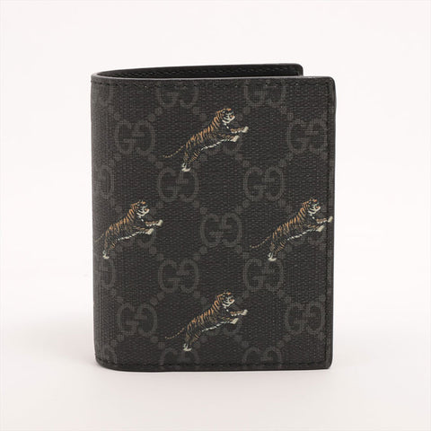 GUCCI GG Supreme Compact Tiger Bifold Wallet black WS15335