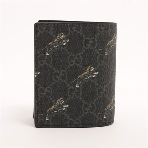 GUCCI GG Supreme Compact Tiger Bifold Wallet black WS15335