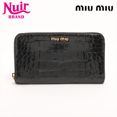 Miu Miu Patent Leather Embossed Purse black WS15339