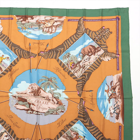 HERMES Africa Carré 90 Silk scarf Orange WS15340