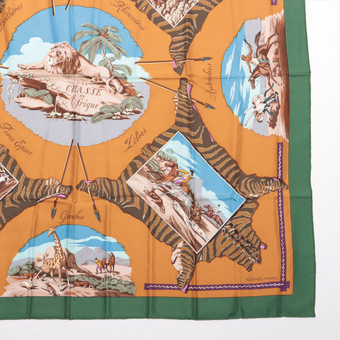HERMES Africa Carré 90 Silk scarf Orange WS15340