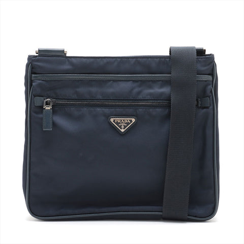 PRADA Nylon triangle logo Shoulder Bag Navy WS15345