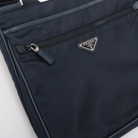 PRADA Nylon triangle logo Shoulder Bag Navy WS15345