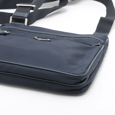 PRADA Nylon triangle logo Shoulder Bag Navy WS15345
