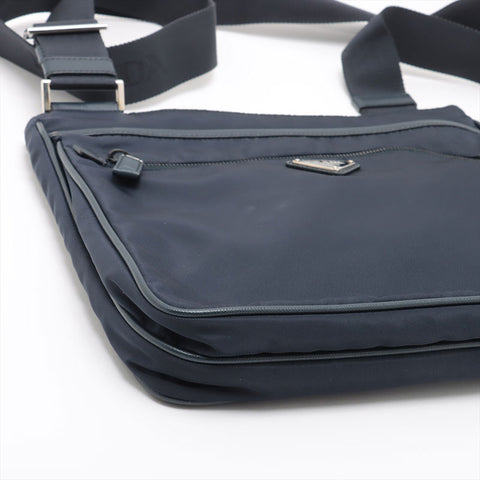 PRADA Nylon triangle logo Shoulder Bag Navy WS15345