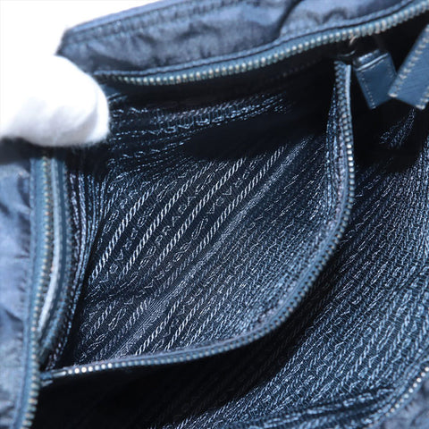 PRADA Nylon triangle logo Shoulder Bag Navy WS15345