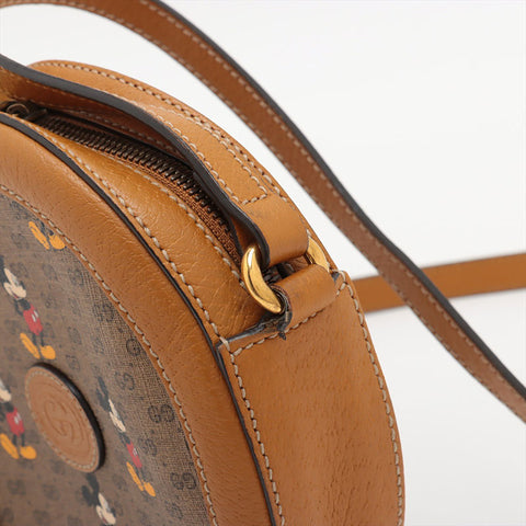 グッチ GUCCI ミッキーコラボ ミニGGスプリーム ラウンド ショルダーバッグ ブラウン WS15349