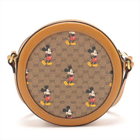 グッチ GUCCI ミッキーコラボ ミニGGスプリーム ラウンド ショルダーバッグ ブラウン WS15349