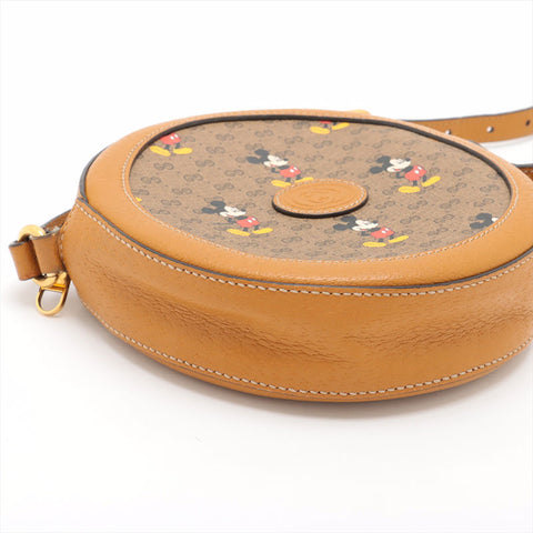 グッチ GUCCI ミッキーコラボ ミニGGスプリーム ラウンド ショルダーバッグ ブラウン WS15349