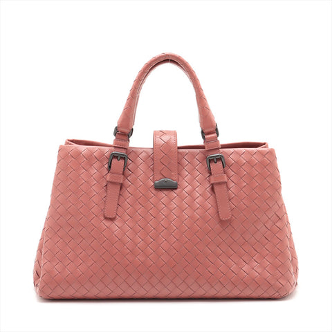 ボッテガヴェネタ BOTTEGAVENETA イントレチャート ローマ ミディアム ハンドバッグ ピンク WS15357