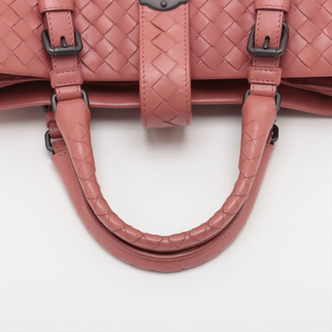 ボッテガヴェネタ BOTTEGAVENETA イントレチャート ローマ ミディアム ハンドバッグ ピンク WS15357