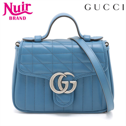 GUCCI GG Marmont Small Top Handle Shoulder Bag blue WS15362