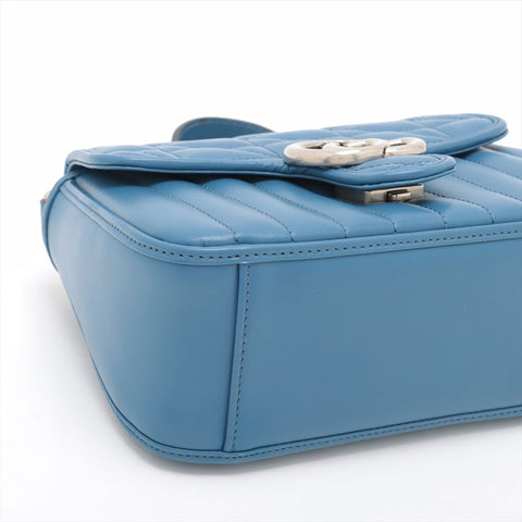 グッチ GUCCI GGマーモント スモール トップハンドル ショルダーバッグ ブルー WS15362