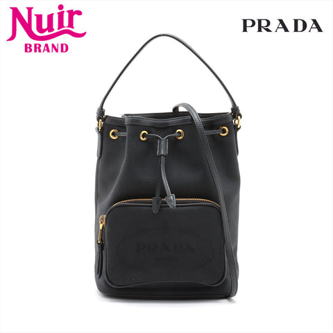 PRADA Jacquard logo Shoulder Bag black WS15367