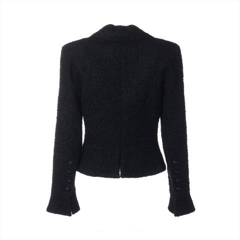 CHANEL Size:36 Mohair blend Camellia button P36756 outer black WS15369