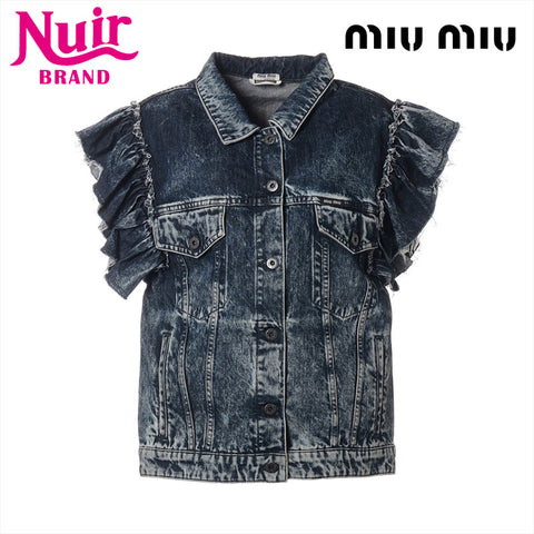 ミュウ ミュウ Miu Miu Size:38 デニム ロゴ アウター ブルー WS15370