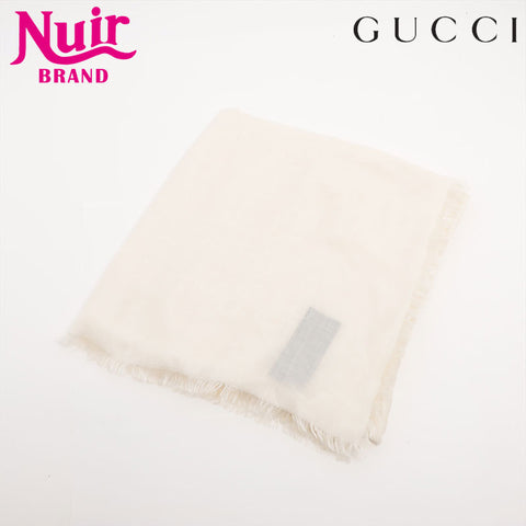 GUCCI Horsebit Pattern Silk scarf Ivory WS15371
