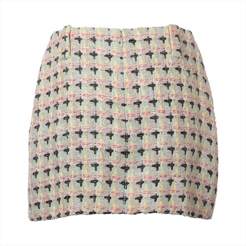 CHANEL Size:38 Tweed Mini COCO Mark 2002 skirt green WS15372