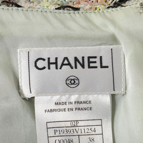 CHANEL Size:38 Tweed Mini COCO Mark 2002 skirt green WS15372