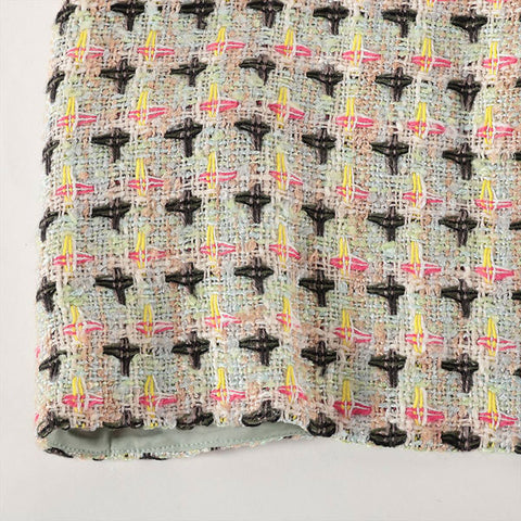 CHANEL Size:38 Tweed Mini COCO Mark 2002 skirt green WS15372