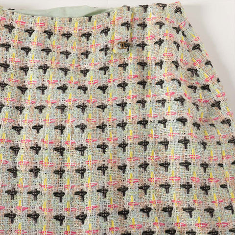 CHANEL Size:38 Tweed Mini COCO Mark 2002 skirt green WS15372
