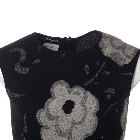 CHANEL Size:38 06A 2006 Camellia PONY cashmere tops black WS15373