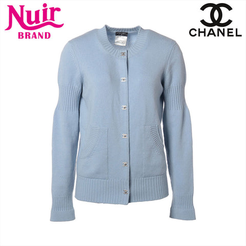 CHANEL 2015 P52488 Size:36 cashmere turn lock COCO Mark tops Light blue WS15374