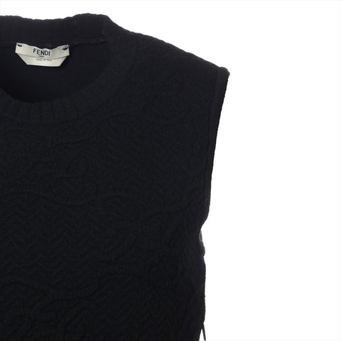FENDI Wool sleeveless knit Size:38 Calligraphy one piece black WS15375
