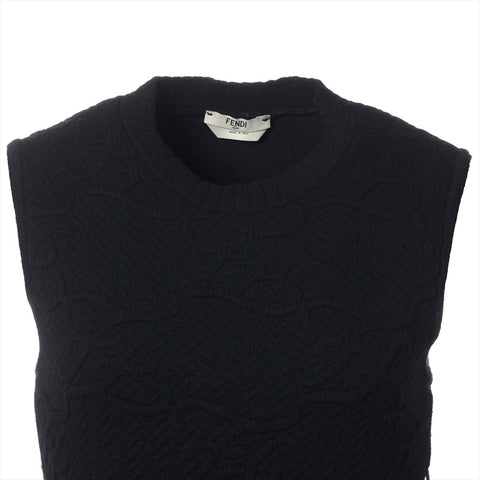 FENDI Wool sleeveless knit Size:38 Calligraphy one piece black WS15375