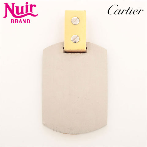 CARTIER Santos 100YG750/Stainless Steel Dog Tag Pendant top Silver WS15399
