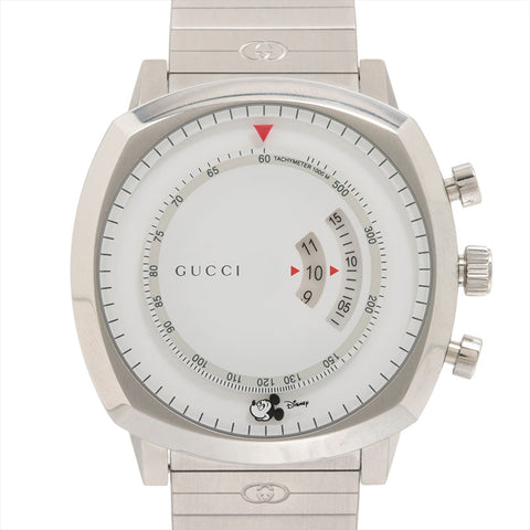 GUCCI Grip 157.2 Stainless Steel Stainless Steel QZ White Dial Watches white WS15408