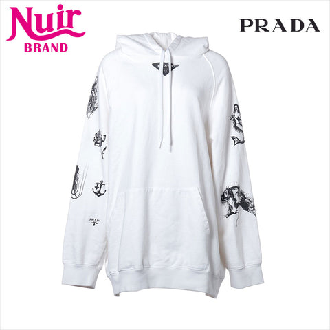 PRADA Size:L 21AW Triangle logo print Parker white WS15413