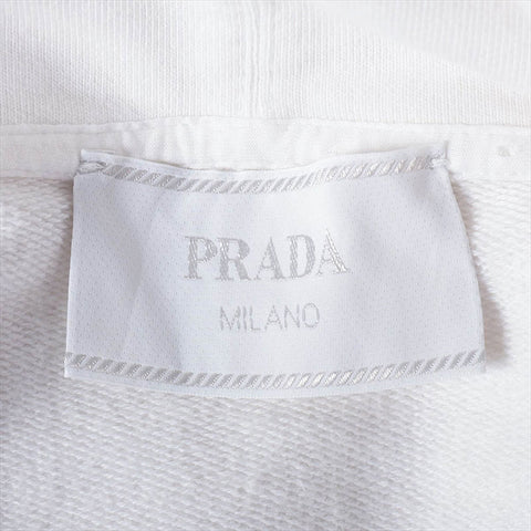 美品 プラダ PRADA Size:L 21AW トライアングルロゴ プリント パーカー ホワイト WS15413