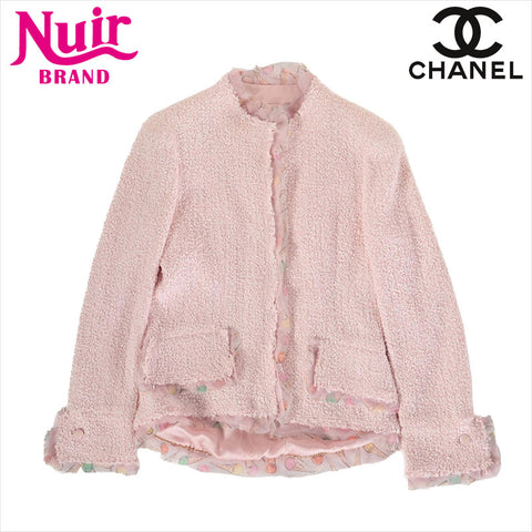CHANEL Size:S Tweed Frill COCO Mark04C 2004 Jacket pink WS15418