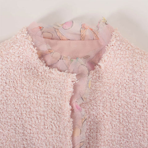 極美品 シャネル CHANEL Size:S ツイード フリル ココマーク04C 2004年 ジャケット  ピンク WS15418