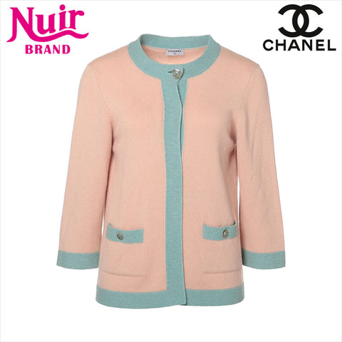 CHANEL cashmere COCO Mark button cardigan pink WS15432