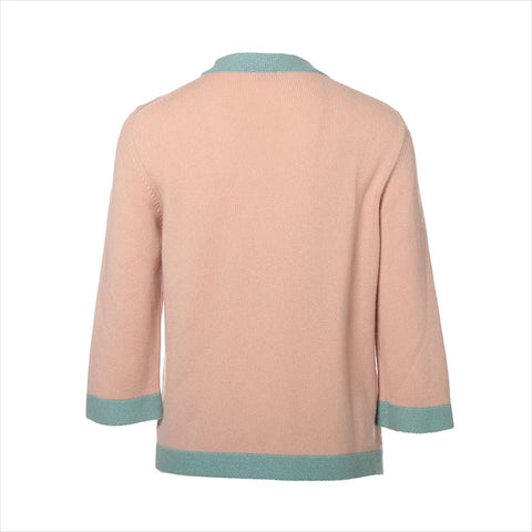 CHANEL cashmere COCO Mark button cardigan pink WS15432